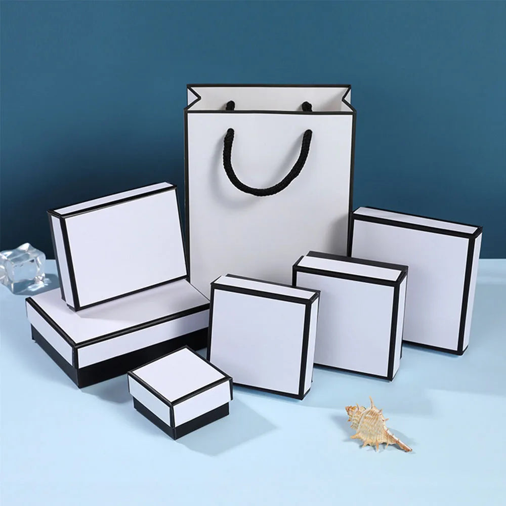 12pack White Simple Luxury Box Dark Green Paper Jewellry Rings Earrings Bracelet Necklace Display Case Jewelry Organizer Boxes Purest Peak